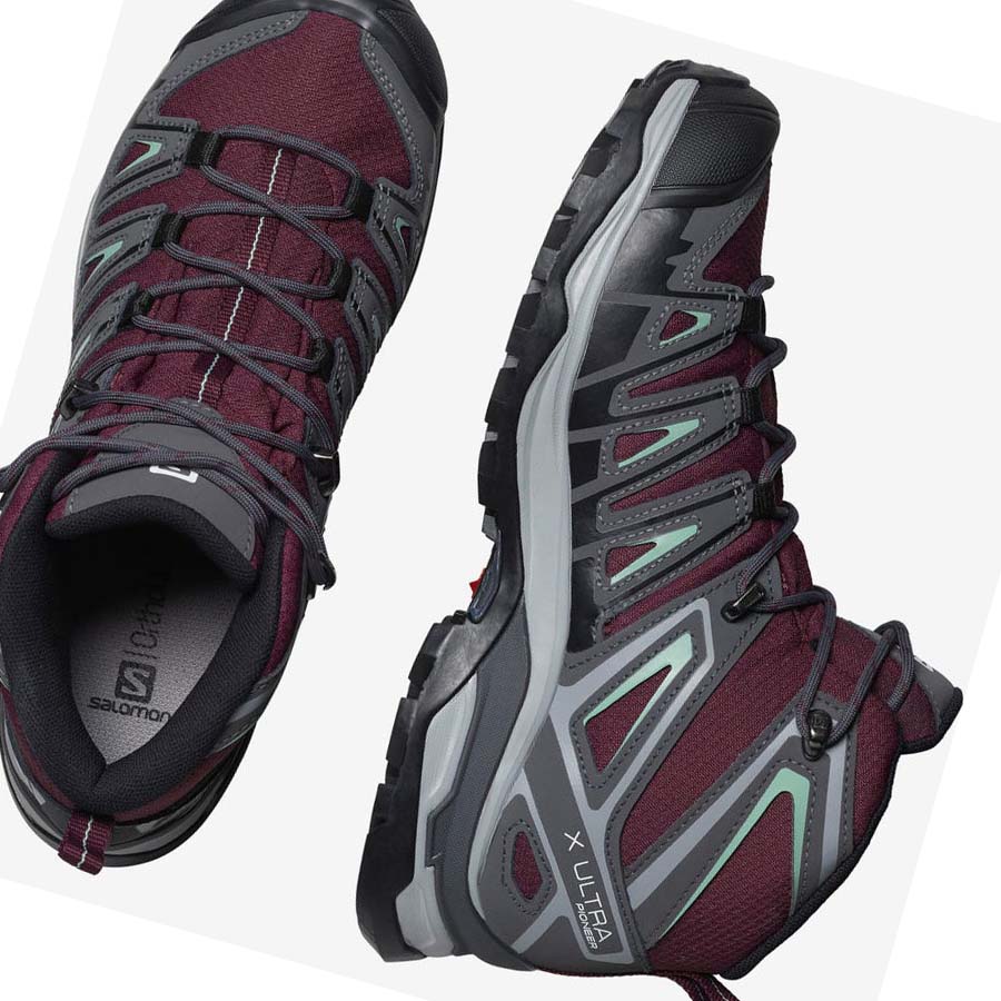 Tenis Senderismo Salomon WoX ULTRA PIONEER MID CLIMASALOMON™ WATERPROOF Mujer Rojos | MX 2793JPQ